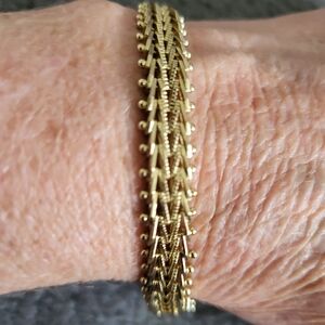 VTG. Mesh Basket Weave Gate Link Bobble Pins 14kt Gold Plated Sterling Silver